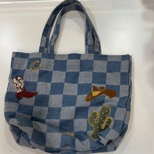 Urban Outfitters Blue Checkered Tote Bag